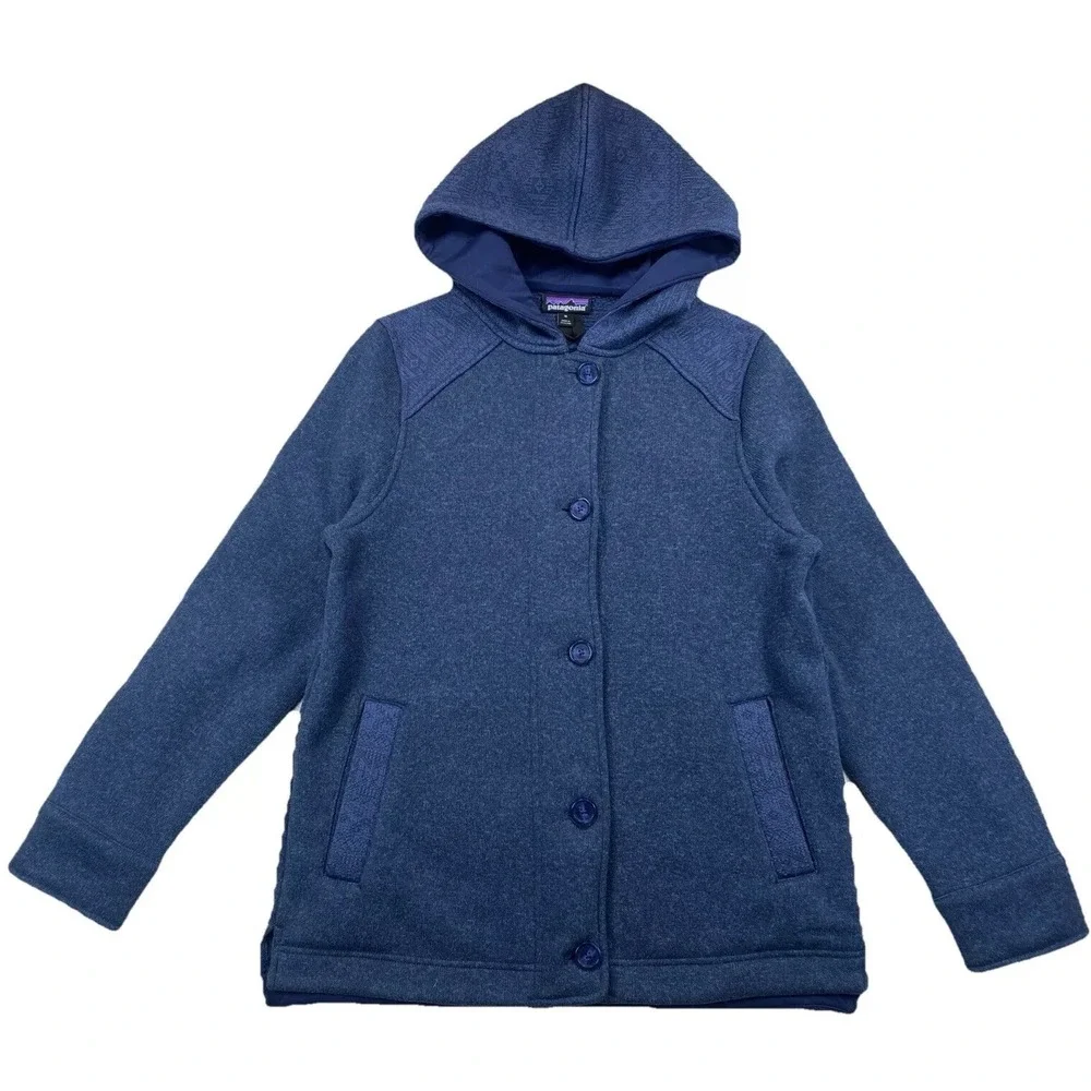 Patagonia Women's Medium Better Sweater‎ Icelandic Jacket Navy Blue Button Up
